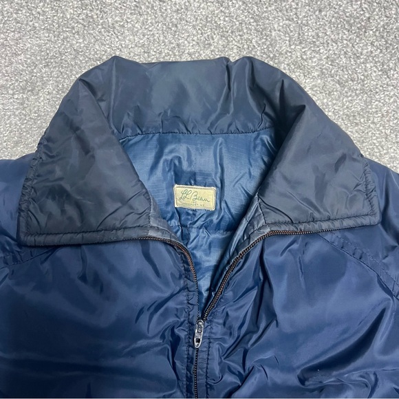 LL Bean Script Label Jacket Men’s Medium? Blue Down Puffer Zip Front Vintage 70s - Picture 6 of 9